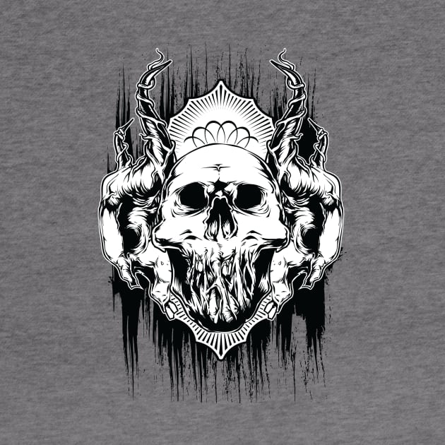 Horned Skull with Crown Halloween Graphic by extrinsiceye